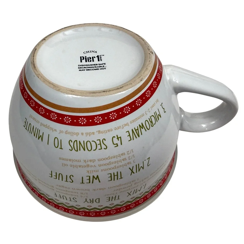 VTG Pier 1 Gingerbread Mug Cake Maker Sou[ Mug Bowl with Lid Timer Microwaveable